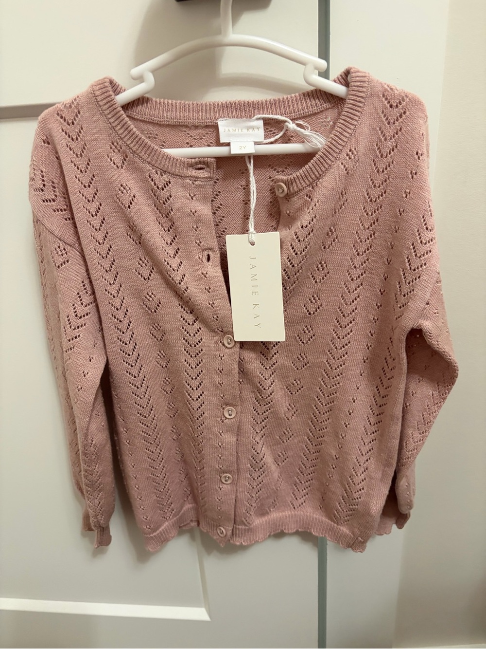 Jamie Kay Pointelle Knit Cardigan - Rose Pink